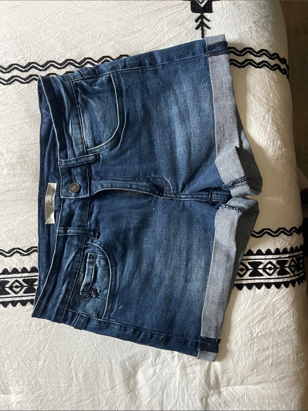 KanCan Dark Blue Rolled Hem Denim Shorts